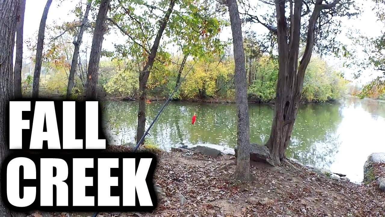 cold weather bass bluegill fishing from the bank in a creek - Realistic Fishing